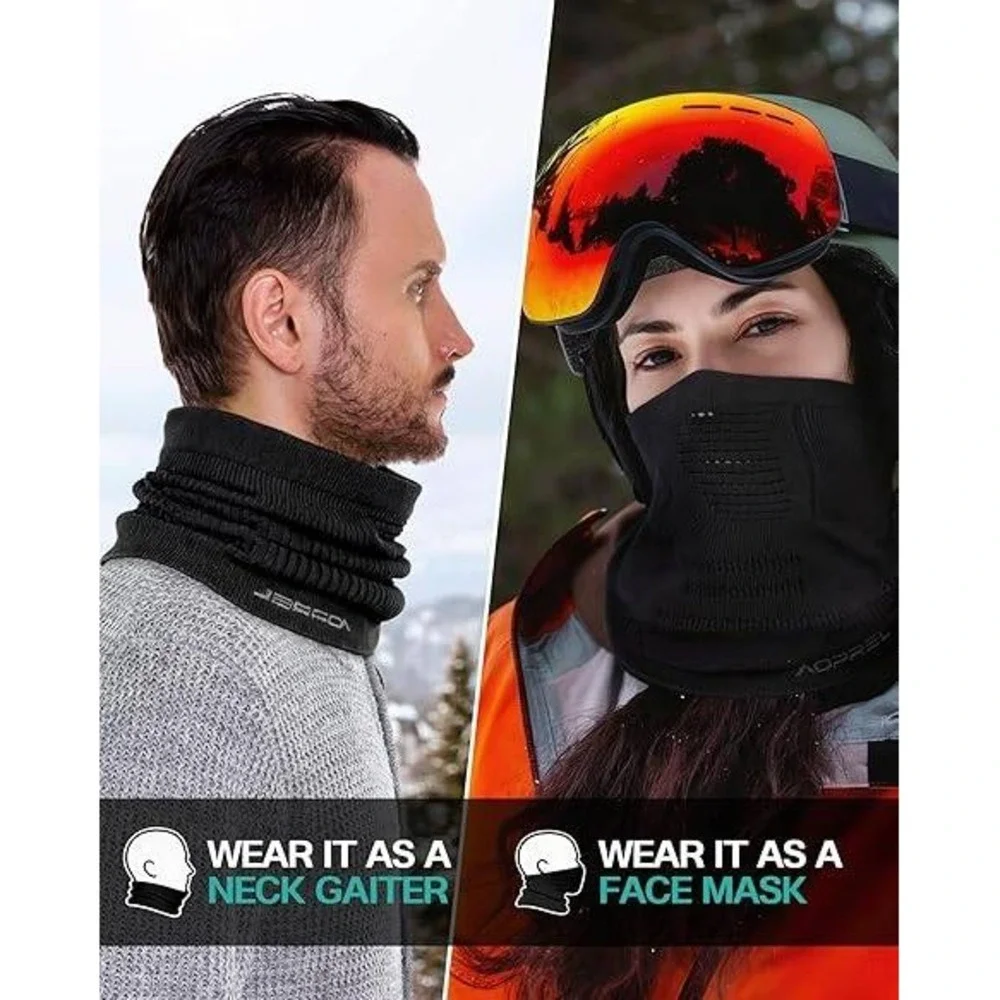 AOPREL One Size Black Winter Neck Gaiter Windproof Neck Warmer Scarf Breathable